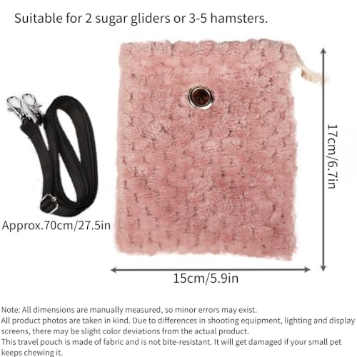Sugar Glider Bonding Pouch Warm Travel Carrier Hamster Nest & Strap (Blue) | Extra-thick plush carrier for sugar glider & hamster. Features multi-hole ventilation, ideal for short travel with small pets - color: Blue