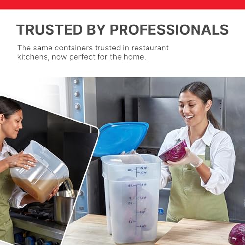 Cambro FreshPro 22 Quart (QT) Food Storage Container with Lid (Restaurant Grade) - for Food Prep, Commercial Kitchen, Pet and Dog Food Container (Translucent) - size: 22 Quart