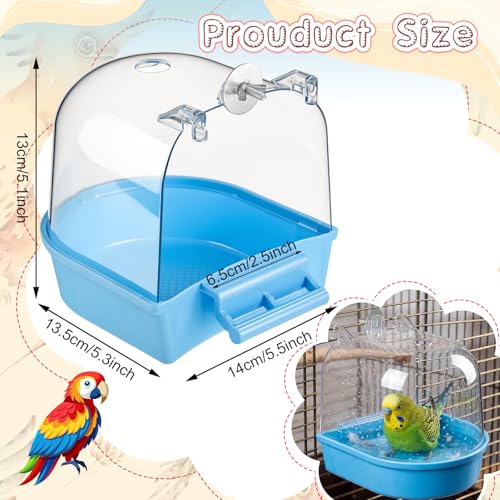 Honeydak 3 Pieces Clear Bird Bath for Cage Parakeet Bird Cage Accessories Hanging Bath Box Parrot Bathing Tub with View for Cockatiel Conure Canary Budgies Parrots (Stylish Color) - color: Stylish Color