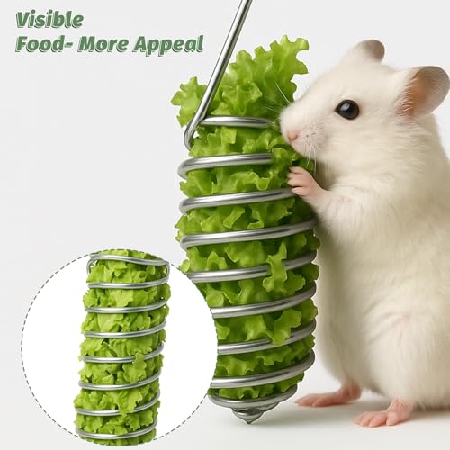 2Pcs Rat Enrichment Toys Bird Food Holder Rat Parrot Foraging Toy | Stainless Steel, Hanging Rodent Toy, Fruit Vegetable Holder, Puzzle Toy, Slow Feeder, Parakeet Foraging