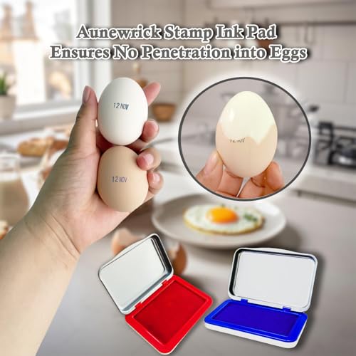 2PCS Egg Date Marking Stamp Ink Pad, 2.95 x 2.16 inches, for Fresh Eggs, 2 Pack (Blue&RED) - color: Blue&red