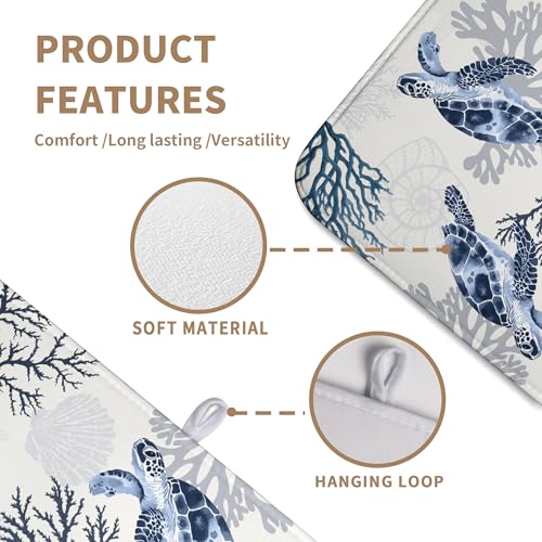 Summer Nautical Coastal Dish Drying Mat for Kitchen Counter Ocean Coral Sea Turtle Drying Rack Mats Beach Blue Dishes Drainer Mat Absorbent Microfiber Large Dish Draining Pad 18x24 Inch - color: Coastal Turtle, size: 18" x 24"