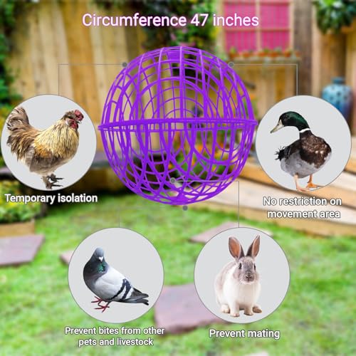 15.7" Ball-Shaped Movable Chicken Coop,Pigeon Rabbit Duck Safe Walking Net,Preventing Trampled by Horse,Predation by Eagles,Dog Bites.Pet Removable Prevent Harassment Safety Hutch - color: Purple