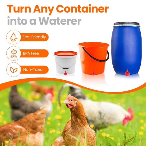 Chicken Water Cups,DIY Automatic Chicken Waterer for Poultry-24 Pack | Chicken Water Feeder,Gravity Filling Poultry Waterer with Hole Saw for Buckets Boxes Troughs