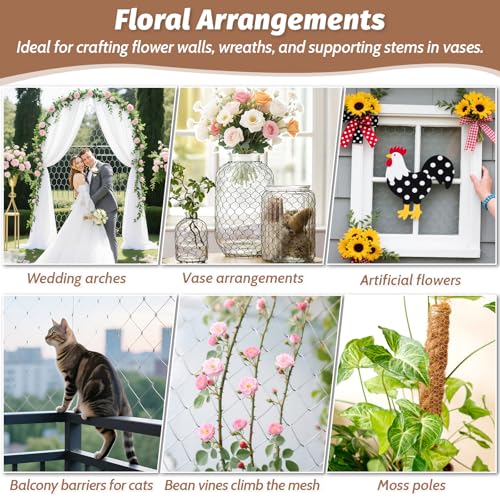 Floral Chicken Wire for Craft, 15.7 Inch x 10 FT Lightweight Galvanized Hexagonal Chicken Wire Netting, Silver Chicken Wire Fence for Garden Poultry Chicken Wire Mesh with Gloves, Wire Ties, Plier - size: 15.7 Inch x 10 FT
