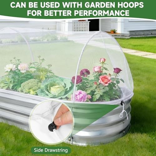 Garden Netting for Raised Beds 2PCS, Raised Garden Bed Plant Netting Cover Mesh with Drawstring for Garden Protection, Rectangular Bird Insect Netting Pest Barrier Screen for Vegetable, 4x2x1ft, White - color: 2pcs White Mesh, size: 4x2x1ft