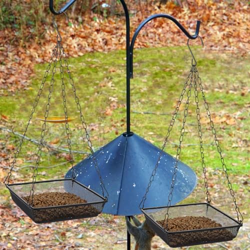 4 Pieces Hanging Bird Feeder Tray Platform Metal Mesh Feeder Seed Platform for Bird Feeding Outside Outdoors Wild House Hanging for Attracting Birds, Black(Square) - style: Square