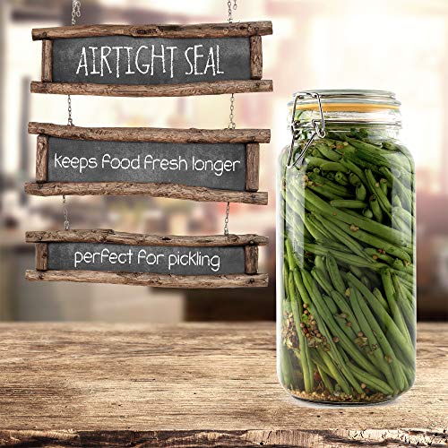 Glass Jar with Airtight Lid 67 oz | Food Storage Jar, Wide Mouth, Leak Proof Kitchen Canister - size: 67 oz
