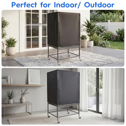 LWFCOEE Bird Cage Cover, 33”L×23”W×41”H Large Birdcage Covers for Night, Waterproof Heavy Duty Cage Covers for Parrot Parakeet, Black