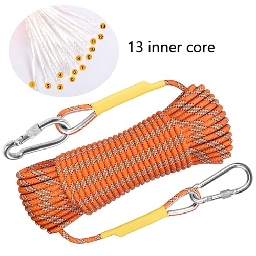 X XBEN Outdoor Climbing Rope 10M(32ft) 20M(64ft) 30M(96ft) 50M(160ft) 70M(230ft) 152M(500FT) 352M(1000FT) Static Rock Climbing Rope for Escape Rope Ice Climbing Equipment Fire Rescue Parachute - color: Orange, size: 1/3 Inch x 32 Feet