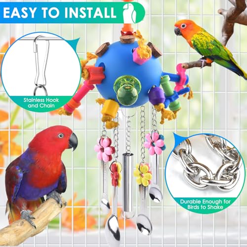 KATUMO Bird Toys, 2PCS Parrot Pull Spoons Colorful Acrylic Stick Chew Toys for Amazon Parrot, Parakeet, African Grey, Conure, Caique, Quaker, Small Cockatoo, Mini Macaw, Eclectus and Similar Birds - color: Blue + Yellow