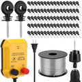 Electric Fence Charger Set 7 Mile 110VAC 0.35 Joule Electric Plug in Fence to Contain Chickens Pet Poultry 80 Black Insulator and 1 Socket Tool 985ft Aluminum Wire for Garden Pond Protection - style: 0.35 Joule
