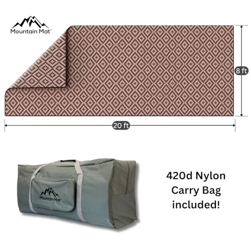8x20 Brown & Tan RV Patio Mat with Carry Bag – Extra Thick 5mm Recycled Poly Rug – Heavy-Duty, Waterproof, Reversible – Premium Outdoor Mat for Campsite, Deck (8'x 20', Brown Diamond) - color: Brown Diamond, style: 8' x 20'