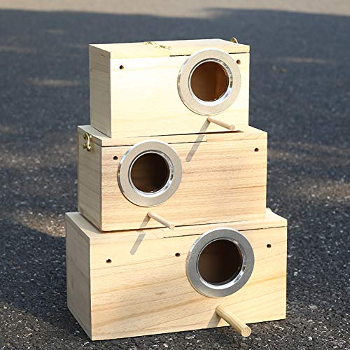 YJJKJ Wood Parakeet Nest Box Pet Bird House Parrot Breeding Mating Box Bird Cage Box for Lovebirds Cockatiel Parrotlets Budgerigar Parakeet (M) - size: Medium