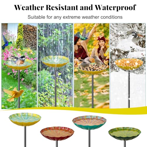 Metal Flower Bird Bath for Outside, Small Hummingbird Bath Bowl Detachable Birdfeeder Bowl Garden Decor for Outdoor Yard Lawn (4PCS-Flowers) - style: 4PCS-Flowers