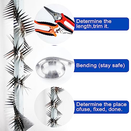 Bird Spikes - 60 Inch Stainless Steel Fence Spikes for Pigeons, Raccoons, Snakes - Deterrent Defender | 60 inch stainless steel bird spikes - size: 60 inch