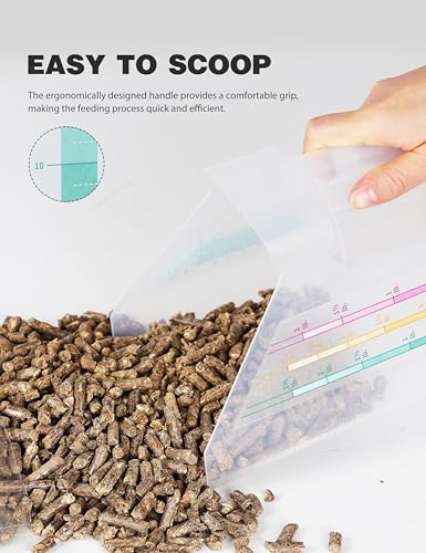 Tackmore Plastic Feed Scoop With Clearly Labeled Indicators Feed Scoop Allow for Accurate Measurement Grains, Pellets, Sweet Feed, Water Feeder