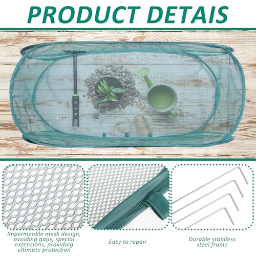 3 Pcs 39" x 18" x 16" Pop Up Garden Plants Cover with 24 Ground Nails, Mesh Netting Covers Net Cage Guard Protector for Protecting Plant Vegetable Fruit Flowers Seedlings Herbs from Birds Animals
