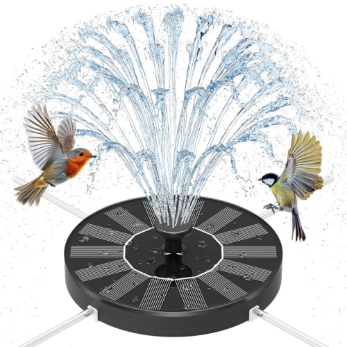 Solar Fountain Pump for Bird Bath, 1.4W Water Fountain with 6 Nozzles Solar Powered Fountain Pump for Bird Bath, Garden, Pond, Pool, Outdoor