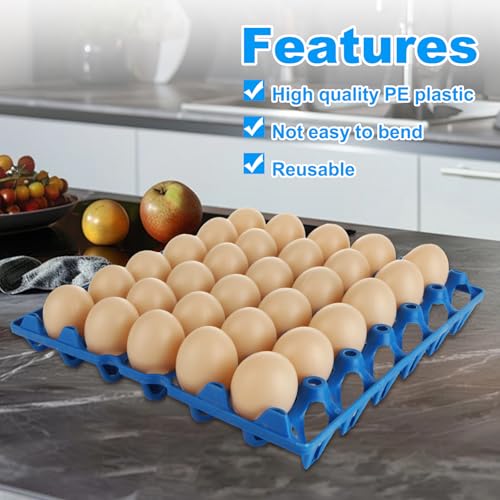 12PCS Plastic Egg Trays Egg Crates, Stackable Eggs Cartons Egg Flats, Each Holds 30 Eggs for Packing, Storage, Shipping (Blue) - color: Blue-12PCS