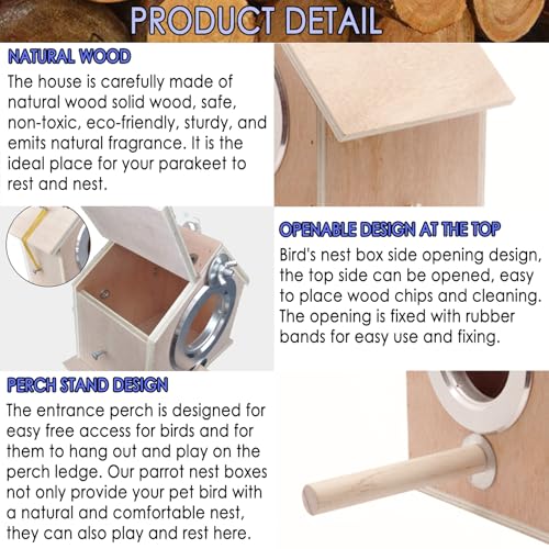 kathson Parakeet Nesting Box,Bird Nest House,Parrots Breeding Mating Hut,Cockatiel Nesting Box for Budgie,Lovebirds,Conure,Canary,Finch and Small Medium Birds,L