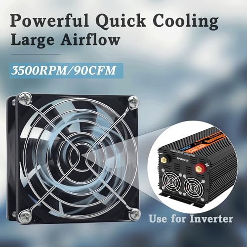 80mm IP56 Moisture-Proof Fan 2 Pack 12V DC RV Refrigerator Cooling Fans 3500RPM High Airflow Brushless DIY Fridge Fans Replacement(2 Wire 3 Pin)