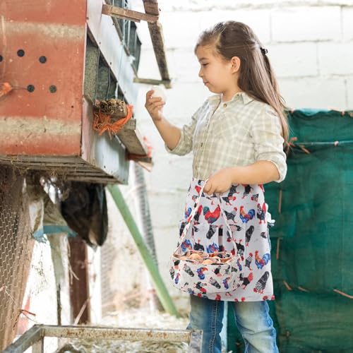 3 Pcs Egg Collecting Apron and Gathering Basket Adult 12 Pockets and Child 3 Pockets for Chicken Goose Eggs - style: Cute
