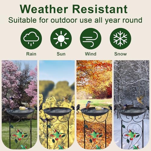 hogardeck 35” Metal Bird Bath with Garden Trellis for Climbing Plants Outdoor, Vintage Hummingbirds Decorative Birdbath, Garden Decor Metal Plant Support for Climbing Flowers - style: 1 Pack