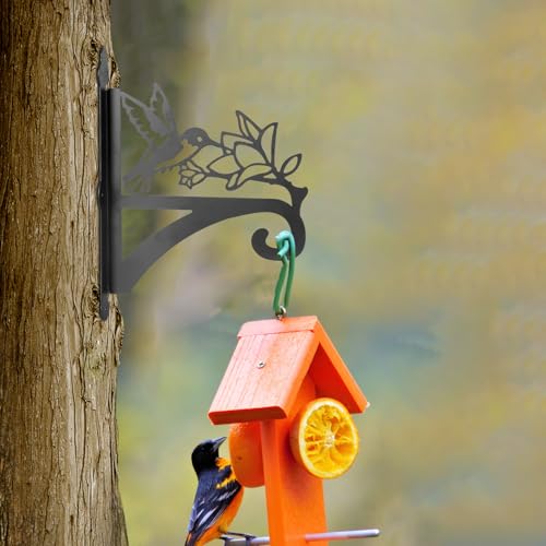 ATKKE Hanging Plant Bracket Hangers Indoor Iron Wall Mount,11” Hummingbird Silhouette Ornamental Iron Hangers Hookers for Flower Pot Lantern Bird Feeder Wind Chimes - size: Hummingbird