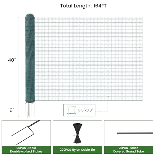 Non Electric Fence Netting, 40in x 164ft Movable Livestock Nets | Portable Chicken Mesh for Ducks, Goats, Sheep, Dog, Reusable Nylon Animal Barrier Fencing for Backyards, Farms Ranches - size: 40in x 164ft(Nylon)