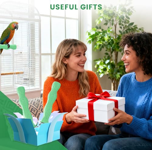 2pcs Bird Beak Grinding Stone, Anti-Slip Parakeet Nail Trimming Stick Resin, Bird Parrot Cage Perch Stand Platform Foot, Claws Trimmer Chewing Toys for Budgies, Parakeets, Cockatiels, Conures - color: Green