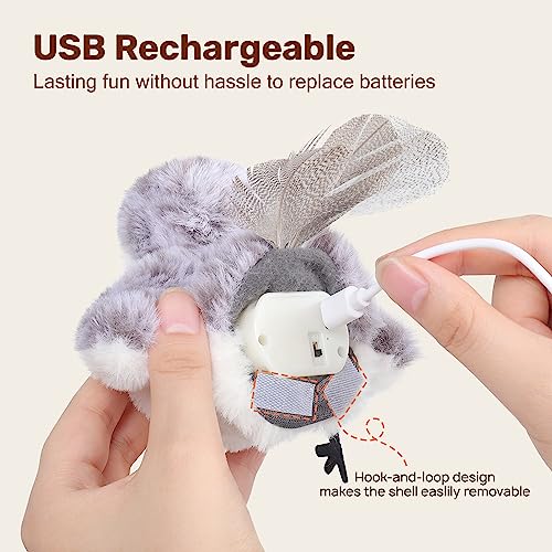 Potaroma Cat Toys 2 Pcs Flapping Sandpiper Pair-Mate | Lifelike Birds Chirp, Chargeable Touch Activated Kitten Fun Interactive Kitty Exercise with Catnip for All Breeds - style: Piper Couple