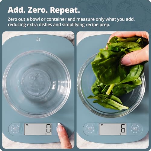 Greater Goods Food Scale, Slim & Compact Build, 1g Precision (Stone Blue) | Digital Kitchen Scale for Cooking, Meal Prep & Portion Control, Tare, Auto Shut-Off, g/oz/lb/ml Conversion & Calorie Tracking - color: Stone Blue