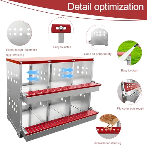 XINYI Chicken Nesting Boxes for Laying Eggs,Metal Coop for 6 Chickens,Roll Away Nesting Boxes,Easy Egg Collection,Brooder Box for Rabbit,Squirrel,Parakeet,Owl,Cockatiel,Robin - size: 23.6"L x 11.0"W x 24.8"H