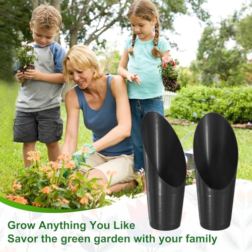 M METERXITY 6-Pack Bonsai Soil Scoops, Plastic Garden Soil Scoops Bucket Shovel Potting Scoopers for Transplanting/Flower Planting/Plant Succulent, Colorful Small Gardening Tools [Black] - color: Black