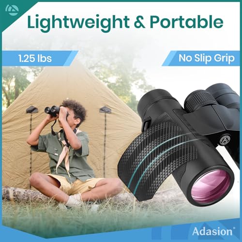 12x42 Binoculars for Adults High Powered with Phone Adapter & Tripod | Super Bright BAK4 Prism, Waterproof, for Bird Watching Cruise Travel Safari Hunting Hiking Sports - color: Black