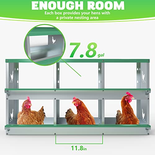 TOCRETOARE 6 Holes Chicken Nesting Boxes for Laying Eggs, Heavy Duty Metal Nest Boxes for Chicken and Poultry to Collect Eggs, Chicken Laying Boxes Hens Chicken Coop Box - size: 6 Hole