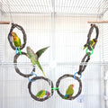 6-Ring Bird Swing Toy,Bird Swing for Cage,Hanging Bird Rope Perch Toy,for Parakeets,Lovebirds,Cockatiels, Sugar Glider Toys and Cage Accessories(DIYjute) - color: DIYwood
