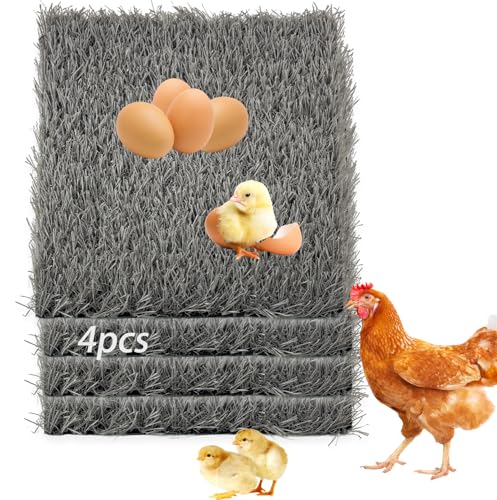 Chicken Nest Pads Washable,4 Pack Nesting Pads for Chicken Coop,11.8X11.8 Inch Artificial Grass Mat Egg Laying Mats Reusable Rug Turf Poultry Habitat Bedding (Grey) - color: Grey