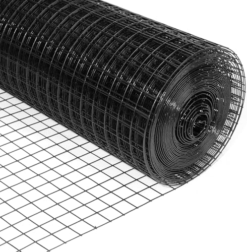 24'' x 25' 1/2inch Hardware Cloth 19 Gauge Black Vinyl Coated Welded Fence Mesh for Home and Garden Fence and Home Improvement Project - size: 24'' x 25'-19 Gauge