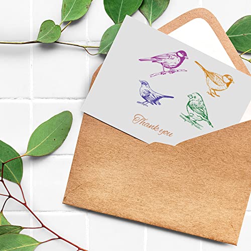 ORIGACH Realistic Birds Clear Stamps with Acrylic Stamping Block Set | TPR Transparent Stamps with Stamping Block for Card Making Decoration and DIY Scrapbooking