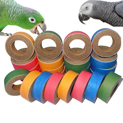 24Pcs Fatty Bagels Bird Toys for Parrots Durable Cardboard Chewing Shredding Foraging Foot 1.75" for Medium & Large Parrot Amazons Mini Macaws African Greys Cockatoos Eclectus Senegal - size: 24PCS