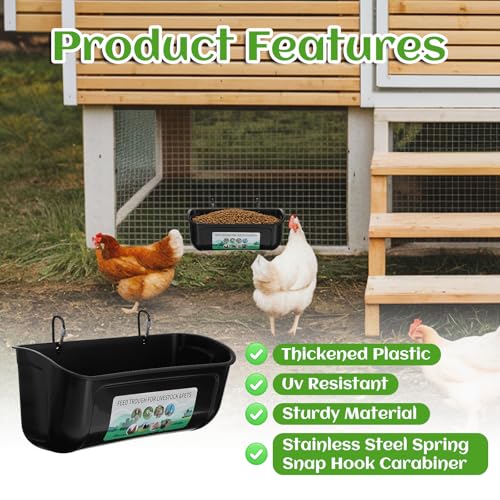 MAQUITA 6 PCS Hanging Chicken Feeder Trough for Goat Sheep Deer Poultry Duck Chicken Fence Feeder Livestock Feeding Container Goats Supplies Feeders Waterer Bucket