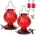 2 Pack 25 OZ Glass Hummingbird Feeder for Outdoors, Leak Proof Hummingbird Feeder with Ant Moat, 4 Bee Resistant Feeding Ports, Easy Clean Wide Mouth Design, Hanging Nectar Feeder, Red - color: Red - 2