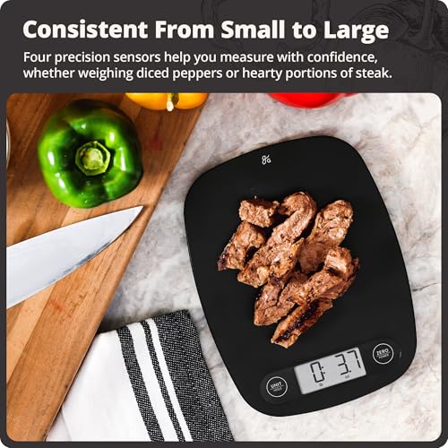 Greater Goods Food Scale, Slim & Compact Build, 1g Precision (Matte Black) | Digital Kitchen Scale for Cooking, Meal Prep & Portion Control, Tare, Auto Shut-Off, g/oz/lb/ml Conversion & Calorie Tracking - color: Matte Black