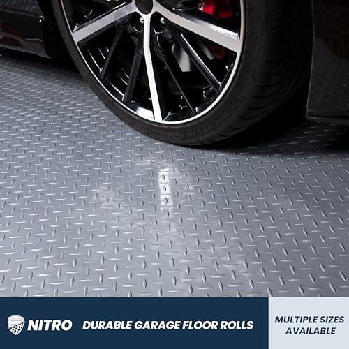 IncStores Standard Grade Nitro Garage Flooring (5' x 17', Diamond Stainless Steel) Roll Out Floor Protecting Mats - size: 5' x 17'