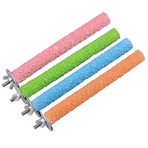 Hamiledyi 4 PCS Parrot Perch Stand Toy 7.9x0.8inch Bird Cage Perch Natural Paw Grinding Stick for Medium Parrots Parakeets Cockatiels Lovebirds Chewing Stick (M)