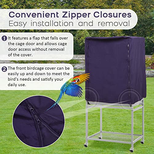 QBLEEV Birdcage Covers, Breathable Universal Bird Parrot Cage Cover Shade | Blackout windproof light-proof covering reduces distractions night accessories cloth without cage-24.8x17.7x31.5in (LxWxH) - color: Blue