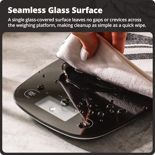 Greater Goods Food Scale, Slim & Compact Build, 1g Precision (Black Glass) | Digital Kitchen Scale for Cooking, Meal Prep & Portion Control, Tare, Auto Shut-Off, g/oz/lb/ml Conversion & Calorie Tracking - color: Black Glass
