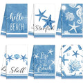 Oudain 6 Pcs Beach Kitchen Towels Ocean Coastal Hand Towel Sea Theme Nautical Starfish Shells Tea Dishcloths 24 x 16 Inches Seahorse Dish Cloths for Home Kitchen Bathroom Xmas Gifts - color: Starfish